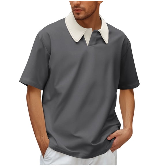 WRKEKC Mens Short Sleeve Button Down Shirts Color Block Big Size Casual Pullover Shirt with Comfortable Fit