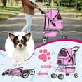 thumbnail image 6 of Dkelincs 4 Wheels Pet Stroller Folding Cat Dog Stroller Travel Carrier with Cup Holder & Storage Basket, Pink, 6 of 7