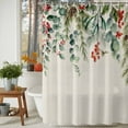 thumbnail image 4 of Christmas Eucalyptus Leaves Shower Curtain, Winter Pine Fruit Xmas Berry Waterproof Fabric Shower Curtains with 12 Hooks, Bathroom Curtain Set for Bathroom Accessories Decor, 72 x 96 Inches, 4 of 9