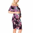 thumbnail image 5 of Taqqpue Ruffle Off Shoulder Fitted Maternity Dress Floral Printed Ruched Side Bodycon Dress Formal Pregnancy Dress for Baby Shower Photography, 5 of 7