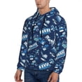 thumbnail image 3 of Fotbe Men's Hoodie with Blue Bus Pattern - Kangaroo Pocket Pullover Hooded Sweatshirt, Perfect for Daily Wear, Travel, and Home-X-Large, 3 of 7