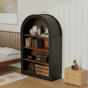 YINGYING 45.66" Tall Arched Bookshelf, 4 Tiers Arch Bookcase with Storage, Modern Book Shelf with Open Shelves Storage Display Cabinet for Living Room, Office