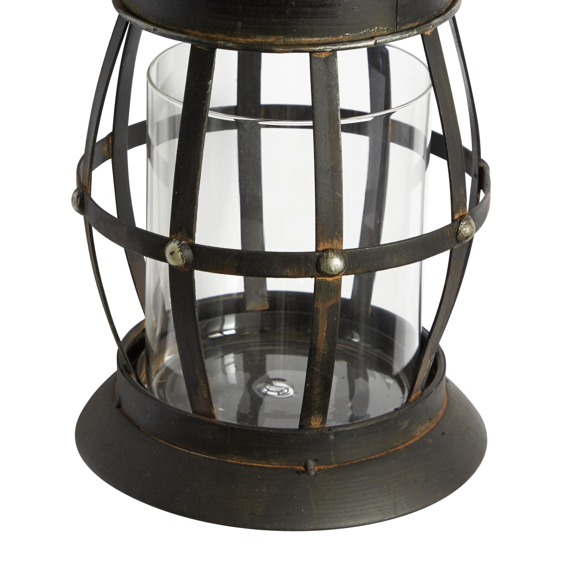 DecMode Rustic Metal Hanging Wall Mounted Candle Wall Sconce, 7"W x 19"H, Brown, Ready to Mount