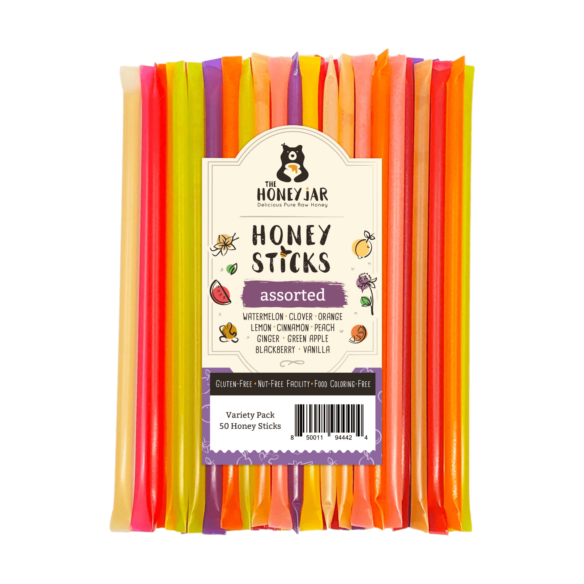The Honey Jar Assorted Variety Pack Honey Sticks 50 Count Package