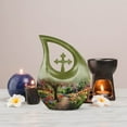 thumbnail image 7 of MUKTIVE Flowers Cremation Urns for Human Ashes - 10 Funeral Urn - Burial Urns for Adult Human - Blue Urn for Ashes for Women - Ash Holders (Include Velvet Bag), 7 of 7