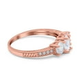 thumbnail image 2 of Rose Tone, Simulated Cubic Zirconia Size-5 Three Stone Art Deco Oval Cut Engagement Ring 925 Sterling Silver, 2 of 7