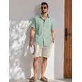 thumbnail image 3 of COOFANDY Mens Linen Button Down Short Sleeve Shirt Textured Casual Summer Hawaiian Shirts Beach Clothing for Men, 3 of 6