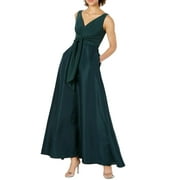 Adrianna Papell Women's Dress V-Neck Waist-Tie Gown Green 2