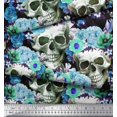 thumbnail image 3 of Soimoi Poly Georgette Fabric Skull,Rose & Anemone Flower Decor Fabric Printed Yard 52 Inch Wide, 3 of 3