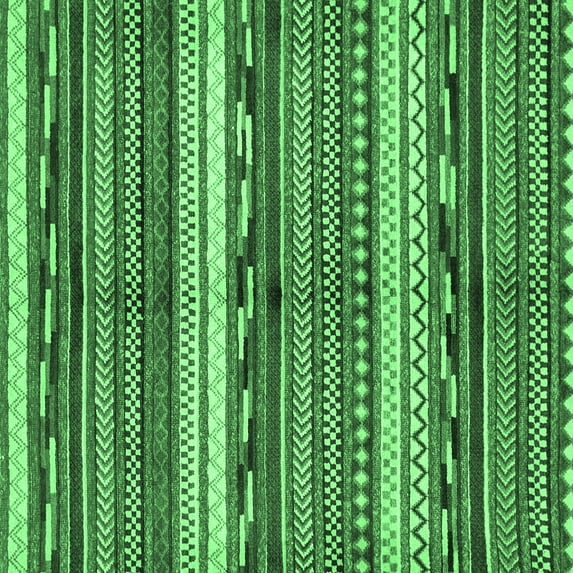 Ahgly Company Indoor Square Abstract Emerald Green Modern Area Rugs, 7' Square