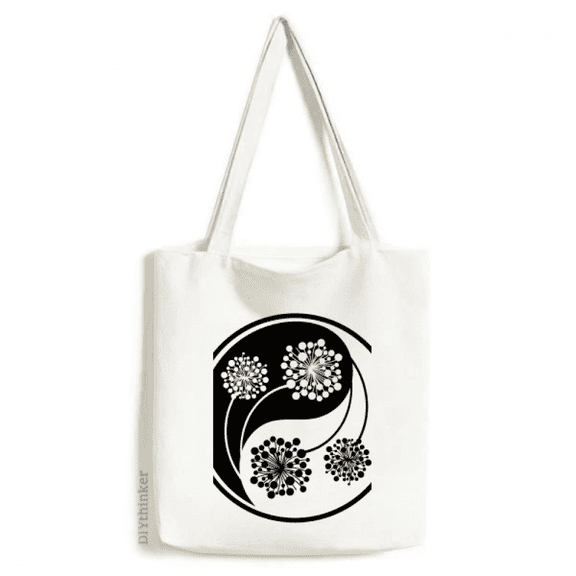 Culture Yin-yang Flower Design Tote Canvas Bag Shopping Satchel Casual Handbag