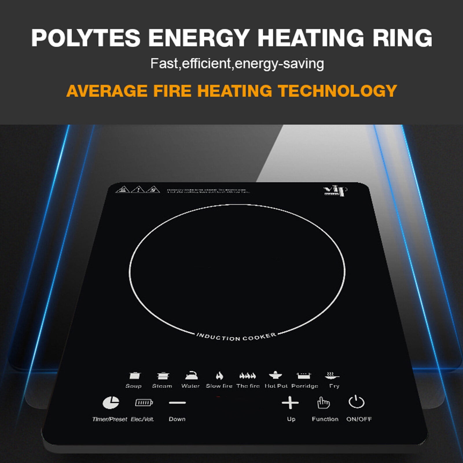 Portable Induction Cooktop Hot Plate Countertop Burner 2200W, 8 Temp Levels, Timer, Auto-Shut-Off, Touch Panel, LED Display, Auto Pot Detection, Child Safety Lock, 8 Preset Programs