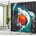 thumbnail image 5 of Ambesonne Animal Shower Curtain, Whale and Fisher Sailor, 69"Wx84"L, Blue Dark Blue and White, 5 of 5