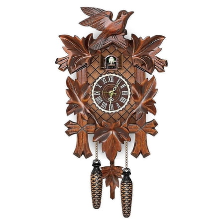 Black Forest Cuckoo Clock Retro Nordic Style Wooden Wall Clock with Bird Figure