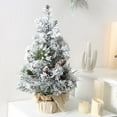 thumbnail image 2 of Christmas Tree Pre-lit Artificial Mini Flocked Tree Burlap Base Indoor Office Snow Flocked Tabletop Christmas Trees, 2 of 10
