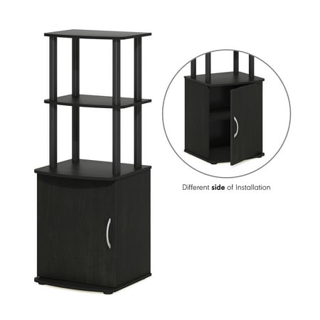 Furinno Turn-N-Tube 2-Tier Tall TV Entertainment Side Table Display Rack with Storage Cabinet, Blackwood/Black