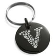 thumbnail image 1 of Stainless Steel Letter V Initial Dotted Monogram Engraved Small Medallion Circle Charm Keychain Keyring, 1 of 1