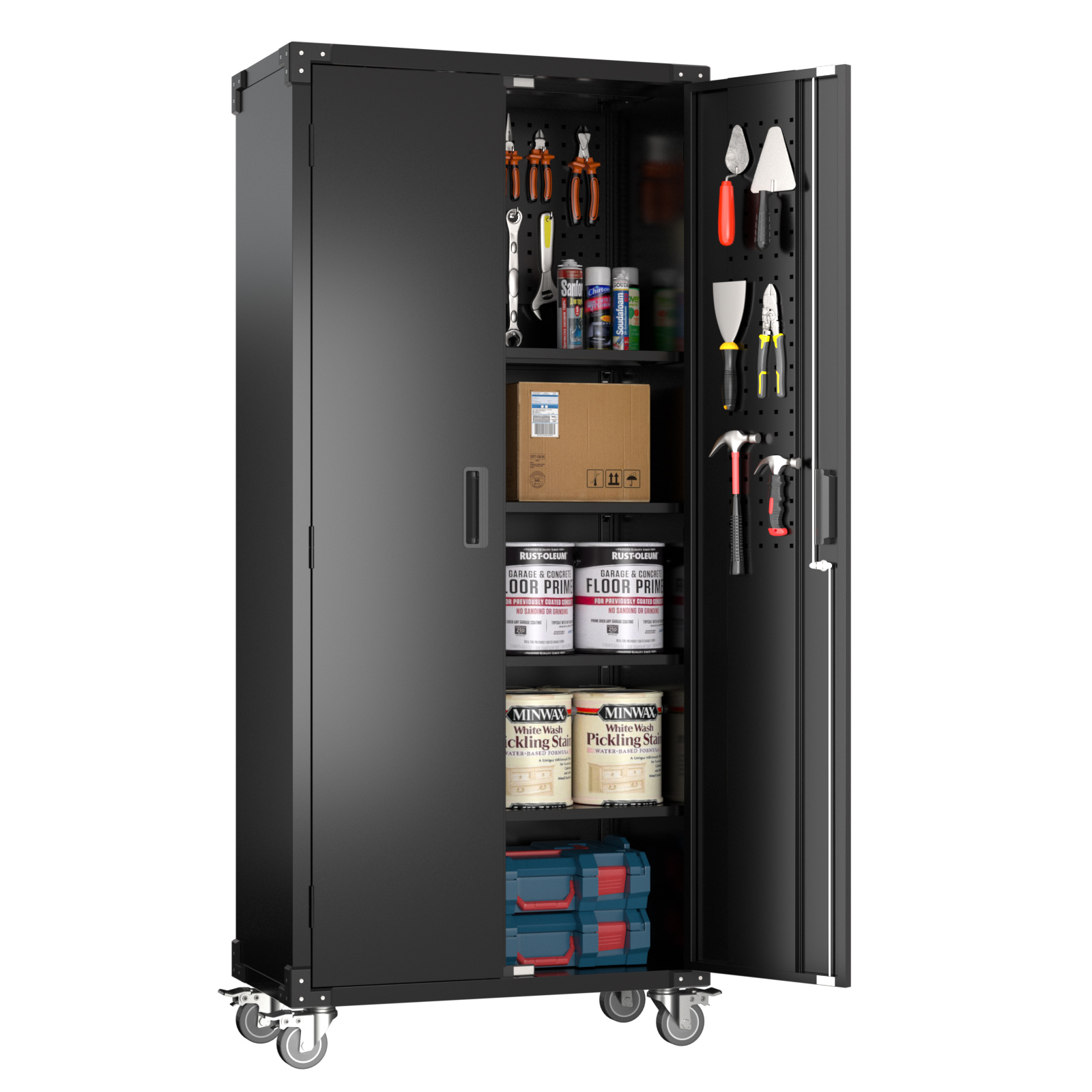 Aobabo Metal Garage Tool Storage with Wheels,Lockable Steel