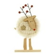 thumbnail image 2 of Dserfhy Christmas Tabletop Decoration Plush Wool Felt Reindeer Santa Tree Figurine with Wooden Base for Winter Tiered Tray Mantel Decor, 2 of 8