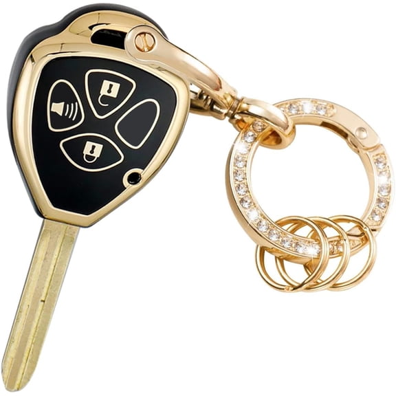 Key Fob Cover Compatible with Toyota Avalon Camry Corolla Venza 2008-2013 Keychain Case Holder Protector,Black 3buttons