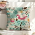 thumbnail image 6 of Cute Summer Cat Linen Throw Pillow Covers Decorative Pillow Cases 18x18 inch Cushion Case Set of 4 Couch Pillows Cover for Sofa Bedroom Living Room Car, 6 of 8