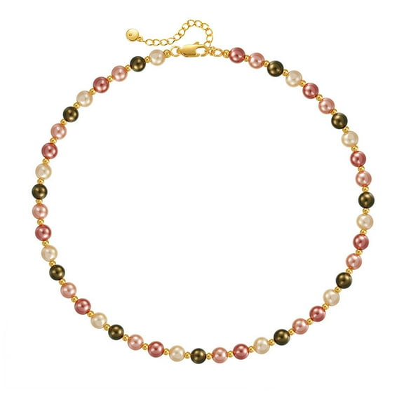 Pearl Necklace Color Shell Pearls Necklace Bohemian Style Mixed Color Texture Elegant Necklace