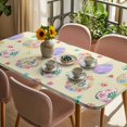 thumbnail image 3 of Easter Colorful Eggs Table Cloths for 6 Foot Rectangle Tables, Spring Flowers Leaves Country Plants Yellow Patio Waterproof Elastic Fitted Tablecloths, Washable Rectangular Table Cover for Camping, 3 of 8