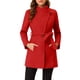 thumbnail image 1 of Abrigo largo de invierno con cinturón para mujer, clásico, de cuello alto, de manga larga, XL, rojo, 1 of 7