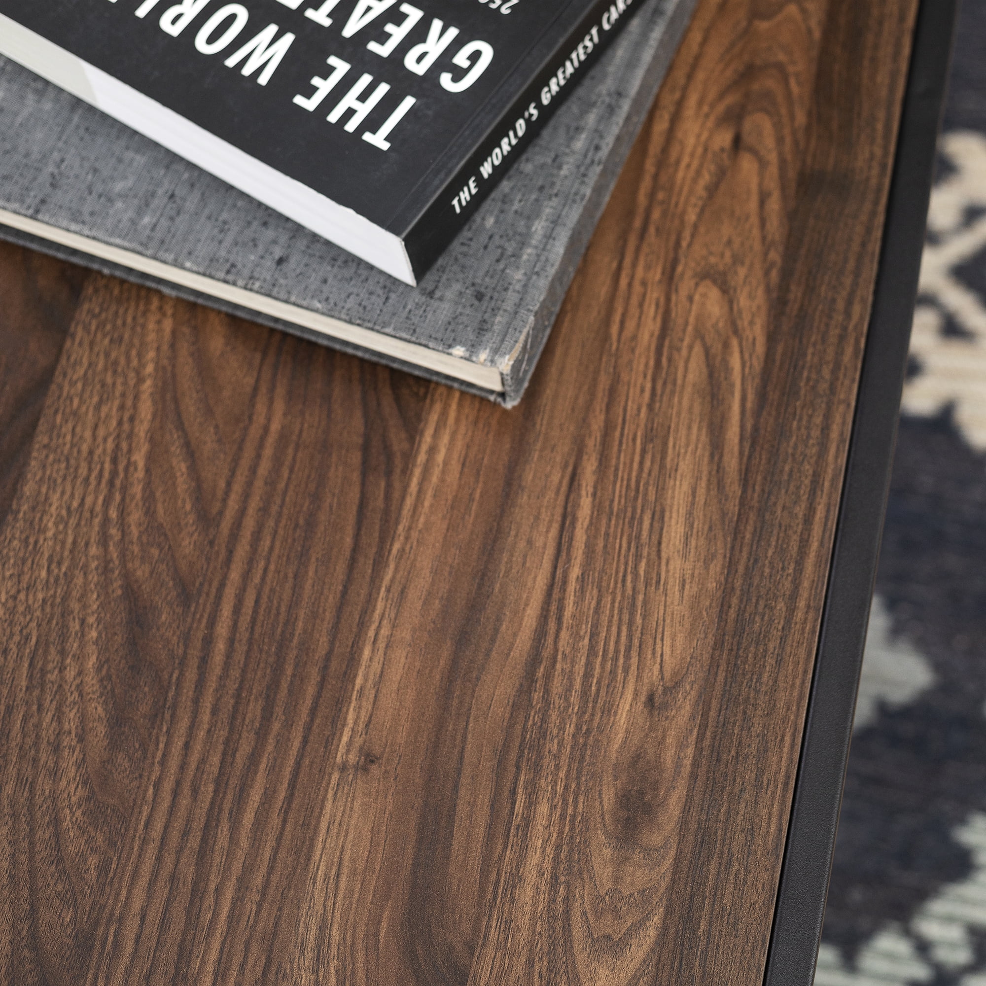 Manor Park Industrial Modern Wood Coffee Table, Dark Walnut