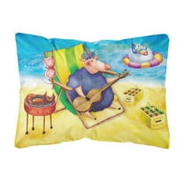 Carolines Treasures APH0079PW1216 Pig Sunbathing on the Beach Fabric Decorative Pillow  12H x16W multicolor