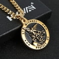 thumbnail image 4 of HZMAN St Michael The Archangel Catholic Medal Stainless Steel Amulet Pendant Necklace 22+2" Rolo Curb Chain (Gold), 4 of 7