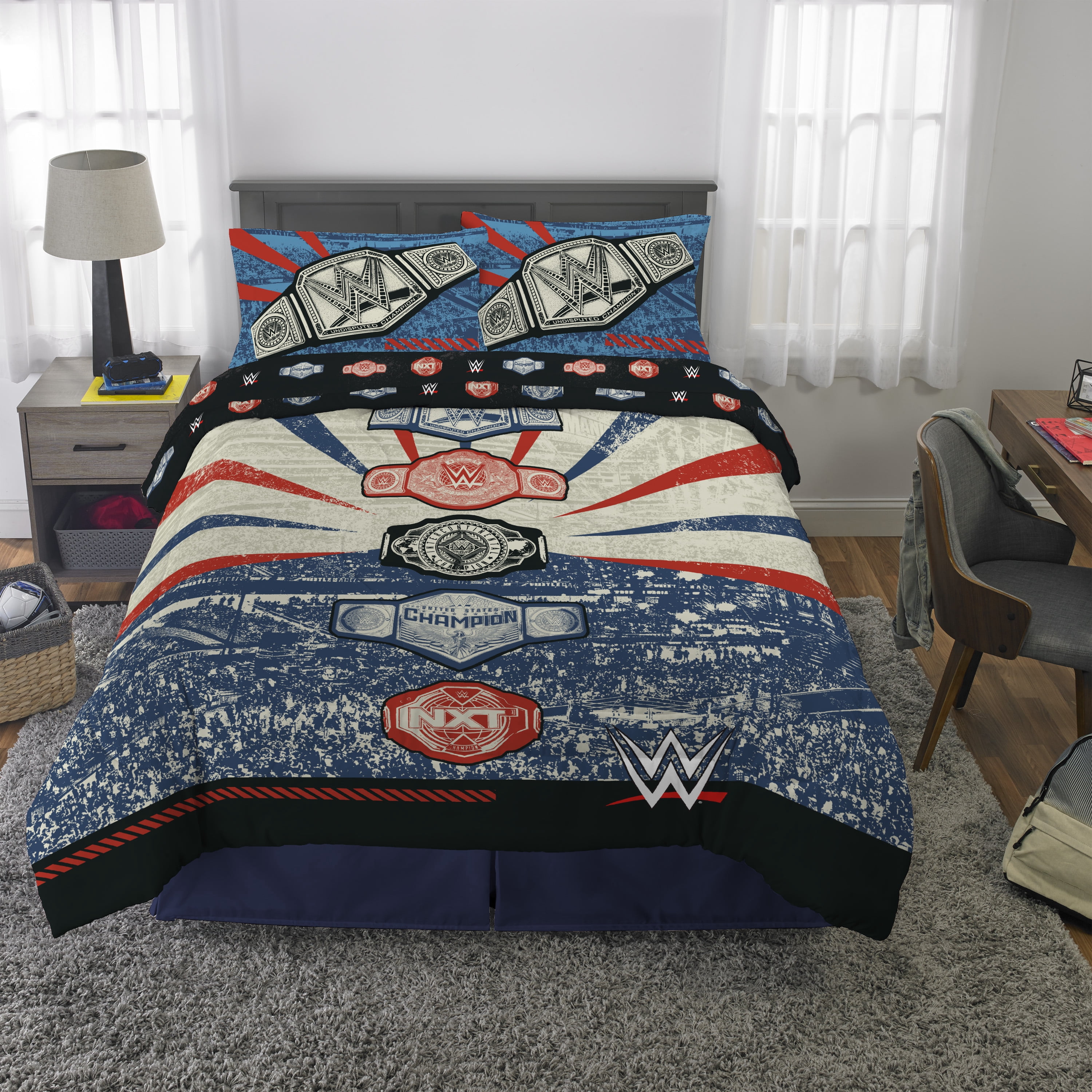 WWE Kids Full Bed in a Bag, 5Pc Bedding Set, Comforter and Sheets
