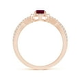 thumbnail image 2 of ANGARA Natural Twist Shank Pear Ruby Ring with Diamond Halo in 14K Rose Gold for Women (Size-6x4mm) | July Birthstone, Birthday, Anniversary, Jewelry Gift for Women | Natural Ruby Ring, 2 of 9