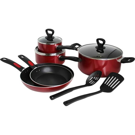 

Mirro A796SA Get A Grip Aluminum Nonstick Cookware Set 10-Piece Red
