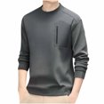 thumbnail image 3 of LNWUY Men's Long Sleeve Shirts Quick Dry Performance Shirt Spring Autumn Solid Color Padded Warm Comfortable Round Neck Shirts with Zipper Gray M, 3 of 4