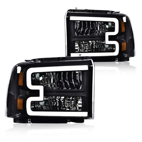 Fit For Ford F250 F350 F450 F550 2005-2007 Super Duty LED DRL Black Headlights