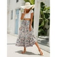 thumbnail image 5 of jinghuiyue Women’s Summer Boho Floral Printed Elastic High Waist Maxi Skirt Flowy Swing Casual A Line Beach Long Skirts L, 5 of 8