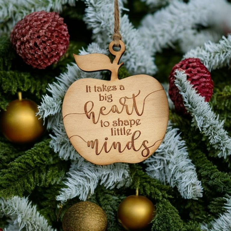Ornament - It Takes a Big Heart to Shape Little Minds - Raw Wood 3x3in Ornament - It Takes a Big Heart to Shape Little Minds - Raw Wood 3x3in