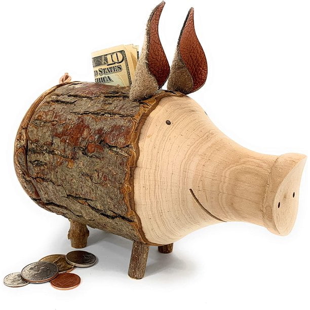 Handcrafted Wooden Hut Shape Money Bank Safe Piggy Bank With Working Key Lock 
