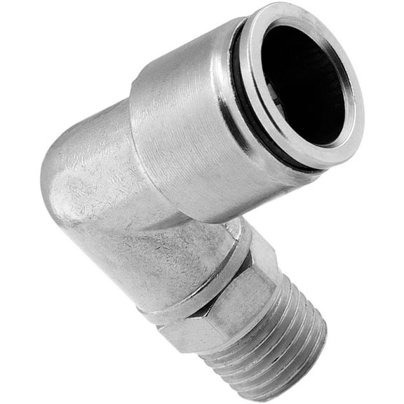 Vixen Air 1/4" NPT Male to Push to Connect (PTC) for 1/2" OD Hose Swivel Elbow VXA2421