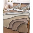 thumbnail image 3 of Quilts Full Size Bedding Set, Brown Ombre Lightweight Quilted Comforter, Modern Geometric Abstract Aesthetic Cream Soft Reversible Bedspread Coverlet with Pillow Covers for All Season, 78" x 90", 3 of 7