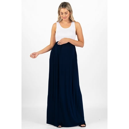 

Maternity Sleeveless Color Block Dress