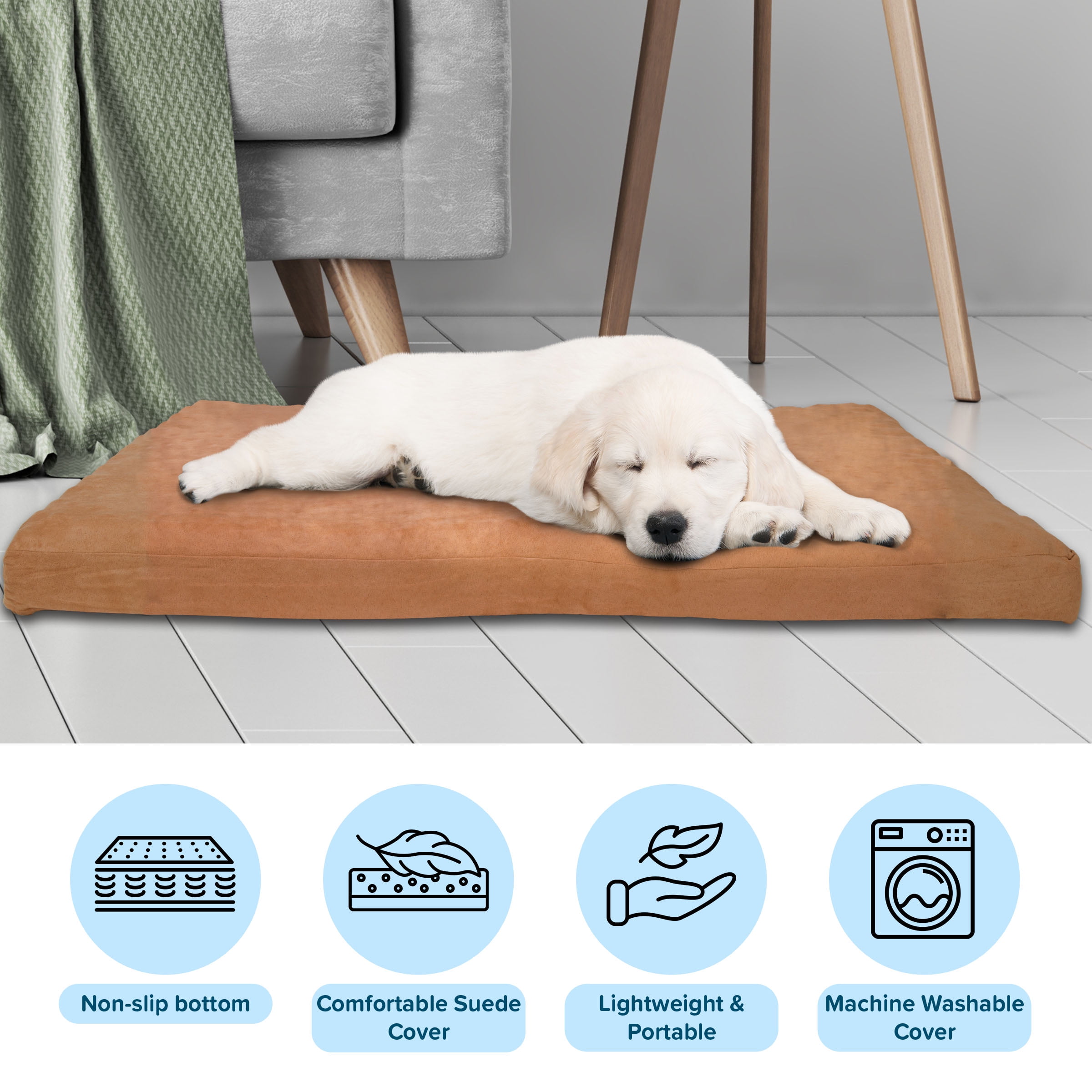 PETMAKER 44x35 Egg Crate-Style Foam Dog Bed with Removable Cover, Clay