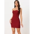 thumbnail image 2 of Unique Bargains Women's Strapless Cocktail Party Sweetheart Neck Mini Bodycon Dress L Red, 2 of 6