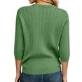 thumbnail image 4 of Women Cable 3/4 Sleeve Knit Sweaters Trendy Sweater Lightweight Crewneck Soft Pullovers,2XL, 4 of 5