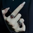 thumbnail image 2 of FENOHREFE Gothic Crystal Liquid Metal Rings Edgy Black Thorn Adjustable Zircon Open Rings StylishJewelry for Fashion Enthusiasts, 2 of 8