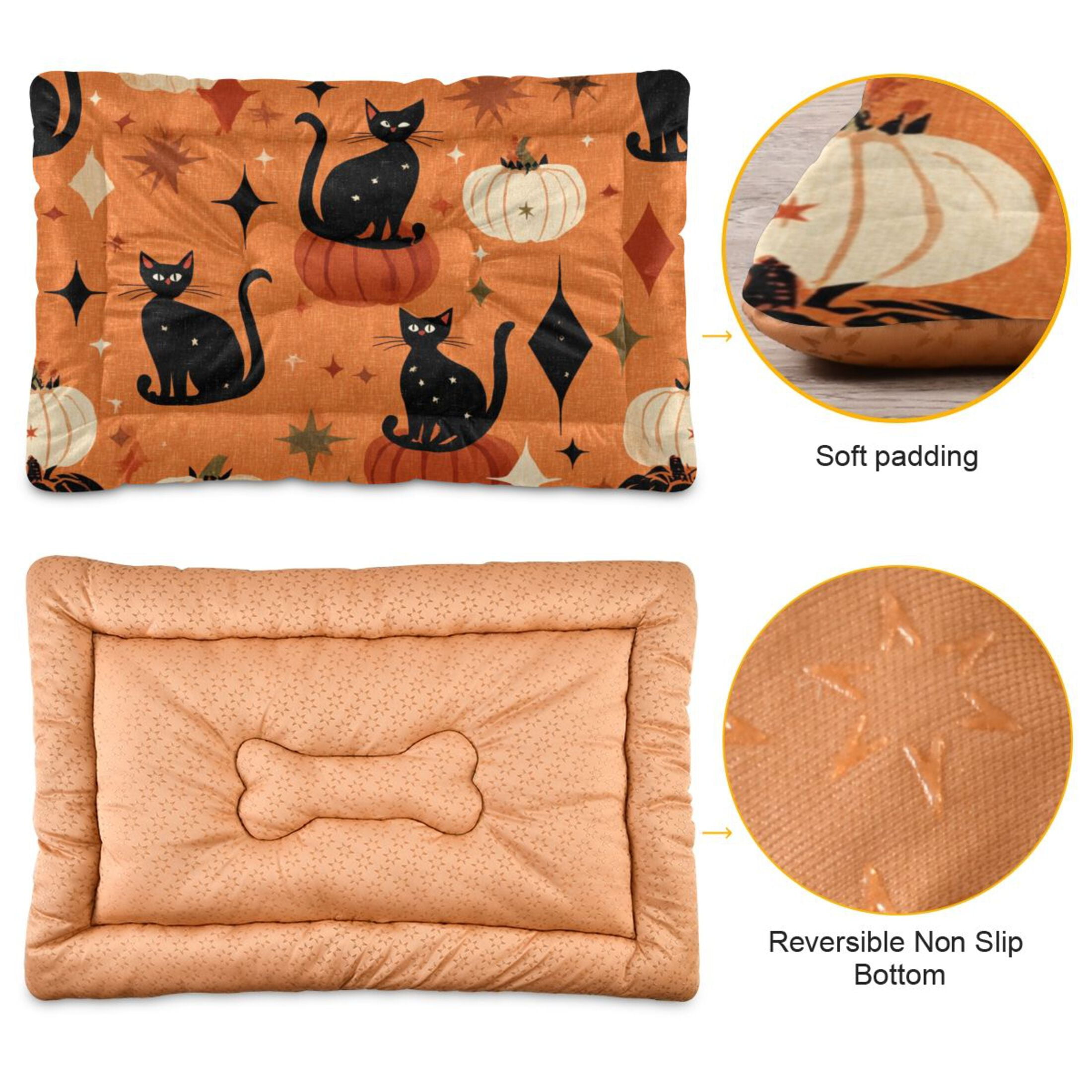 Cozy Mat Pet Bed Indoor Outdoor Warm Soft For Cat Dog Puppy(S/M) Vntage Halloween Pattern