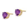 thumbnail image 6 of 14K Yellow Gold 8mm Heart Amethyst Stud Earrings, 6 of 7