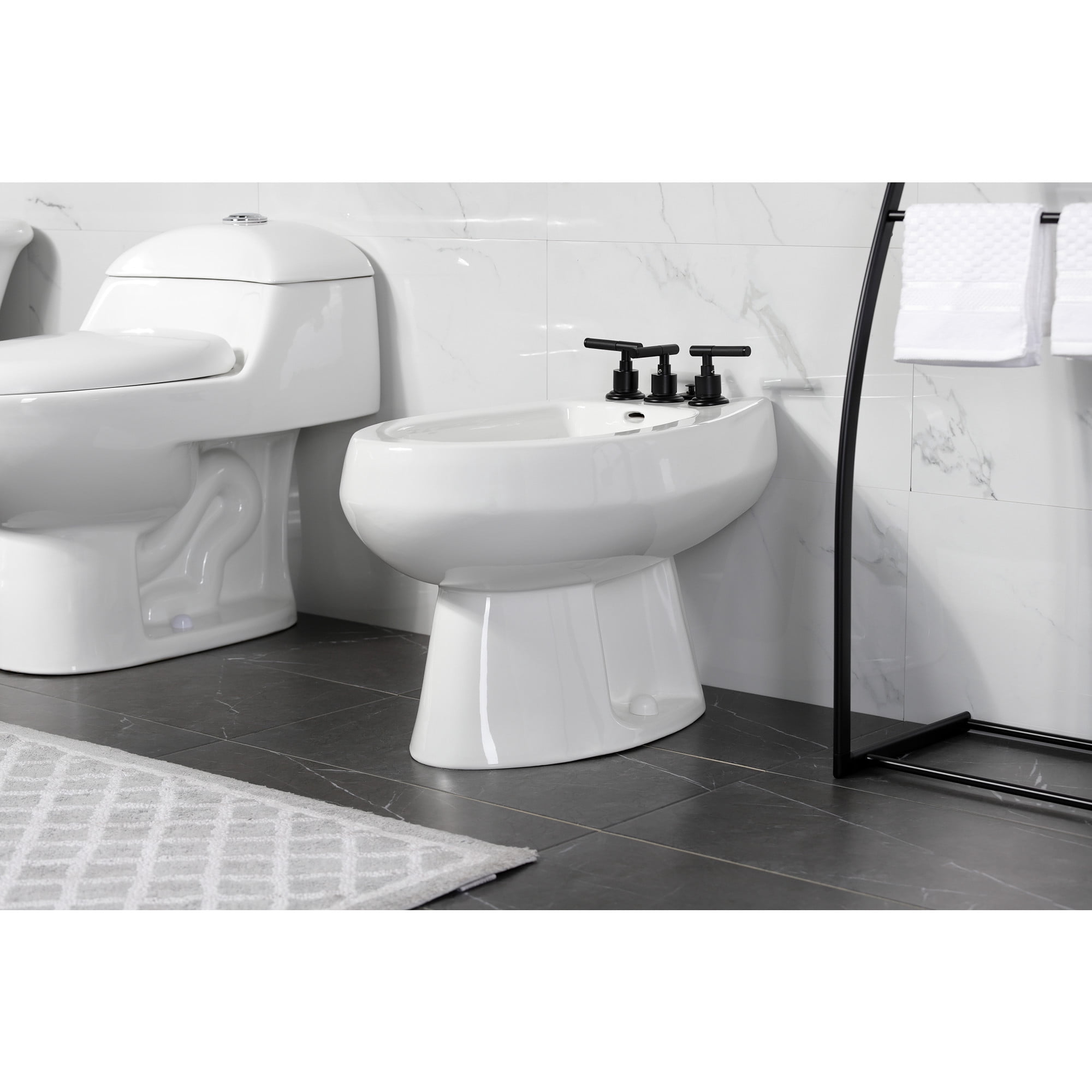 Kingston Brass KB6320CKL Kaiser Three-Handle Bidet Faucet with Brass Pop-Up, Matte Black