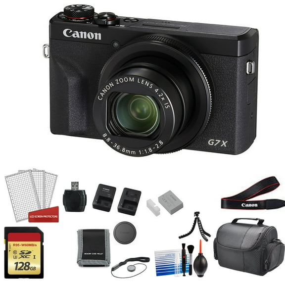 Canon PowerShot G7 X Mark III Camera 20.1MP 4K Black Bundle Dual 64GB Kit (International Model)